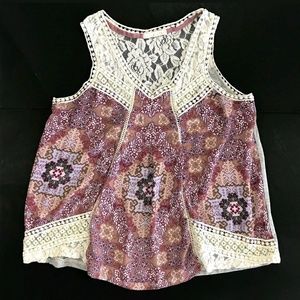 Hint of Mint Crochet Lace Boho Blouse Sleeveless J